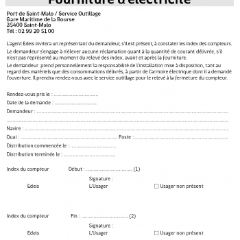 Formulaire demande d'électricité